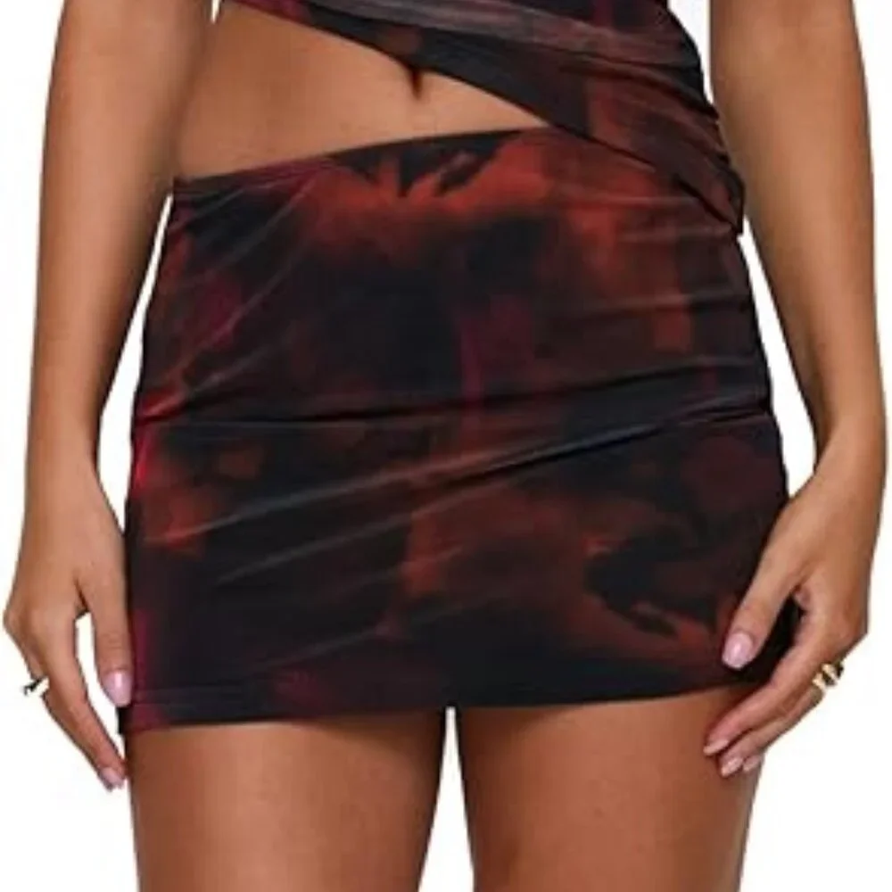 Princess Polly Women's Maribella Two-piece Top And Skirt Set Size 12 Black Red